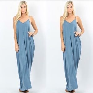 Blue Gray Maxi Dress